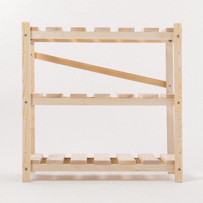 Стеллаж деревянный, 3 полки, 60×60×30 см, сосна, напольный, регулируемый, «Добропаровъ»