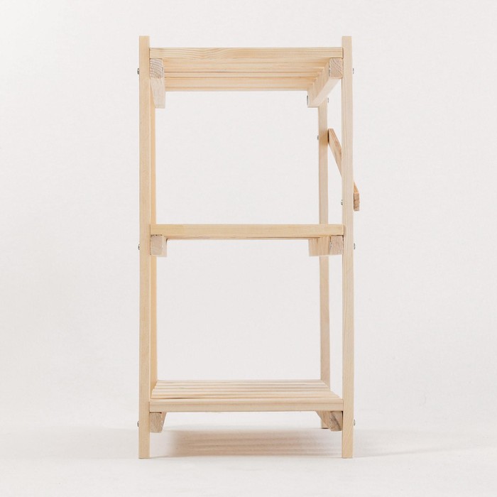 Стеллаж деревянный, 3 полки, 60×60×30 см, сосна, напольный, регулируемый, «Добропаровъ»