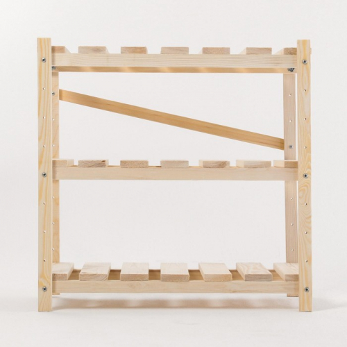 Стеллаж деревянный, 3 полки, 60×60×30 см, сосна, напольный, регулируемый, «Добропаровъ»