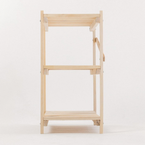 Стеллаж деревянный, 3 полки, 60×60×30 см, сосна, напольный, регулируемый, «Добропаровъ»