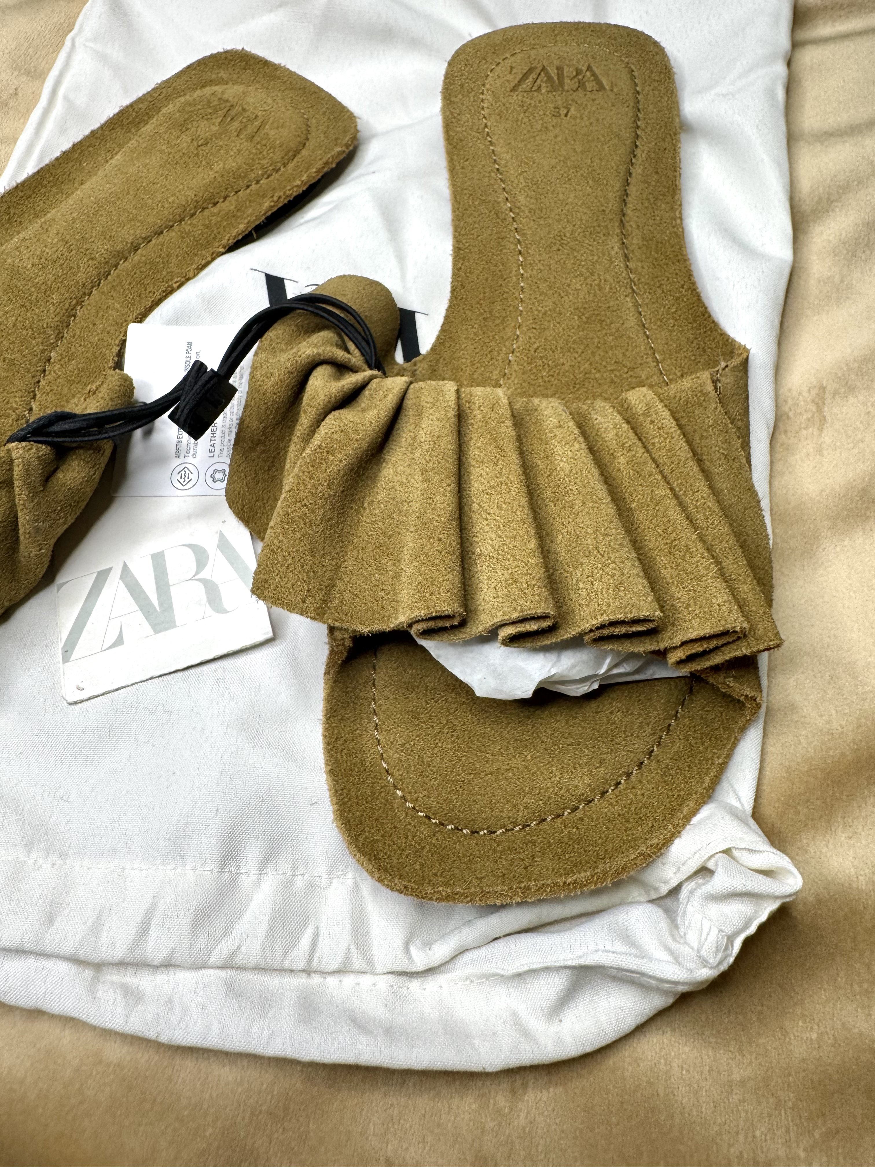 Сабо Zara беж-коричн замша