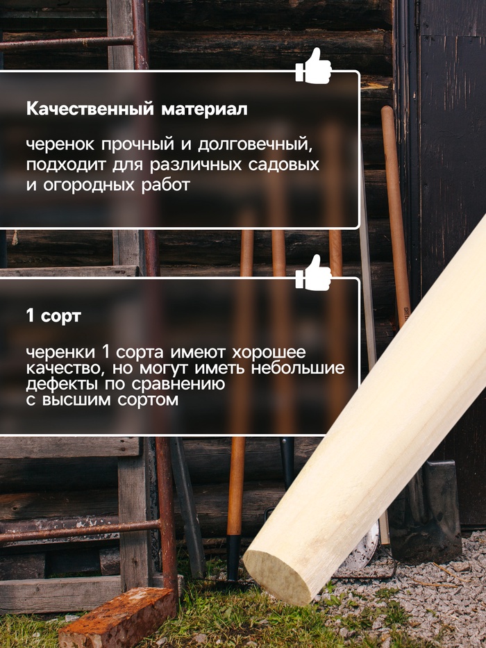 Черенок берёзовый, d = 40 мм, длина 120 см, 1 сорт, Greengo