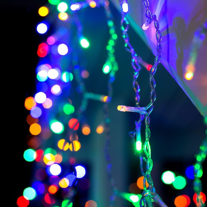 УЦЕНКА Гирлянда «Бахрома» 3 × 0.9 м, IP44, УМС, прозрачная нить, 232 LED, свечение белое, 220 В