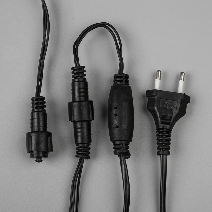 УЦЕНКА Гирлянда «Бахрома» 3 × 0.6 м, IP44, УМС, 220 В, тёмная нить, 160 SMD-LED, свечение белое