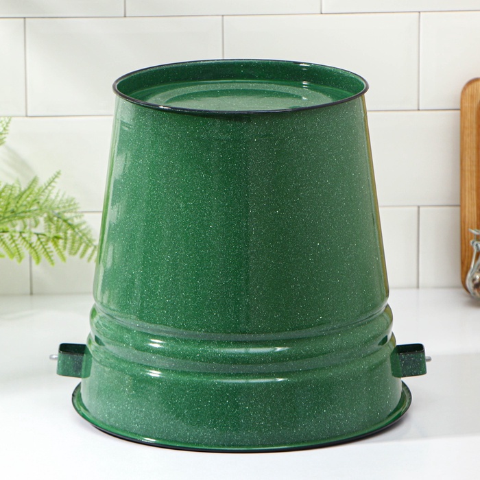УЦЕНКА Ведро, 12 л, с крышкой, зелёное с зерном