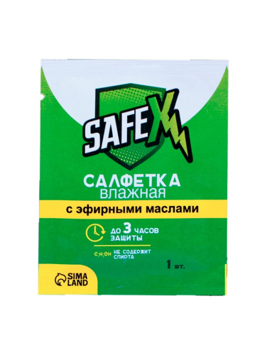Средство от комаров SAFEX Влажная салфетка, 1 шт.