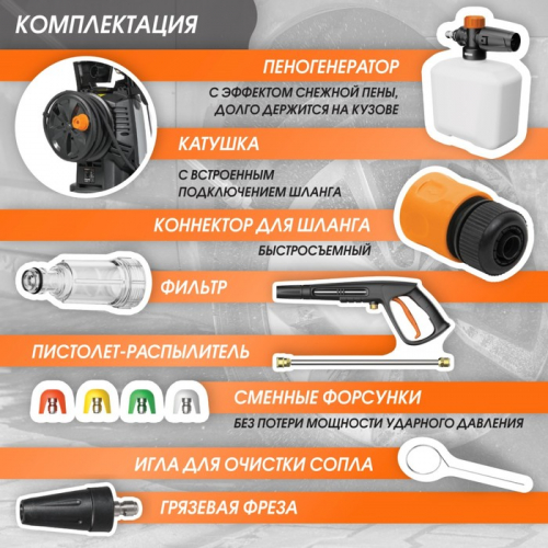 Мойка высокого давления Bort KEX-2700-R, 2500 Вт, 190 бар, 480 л/час