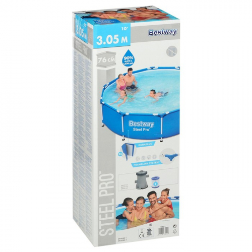 УЦЕНКА Бассейн каркасный Steel Pro, 305×76 см, фильтр-насос, круглый, 56679 Bestway