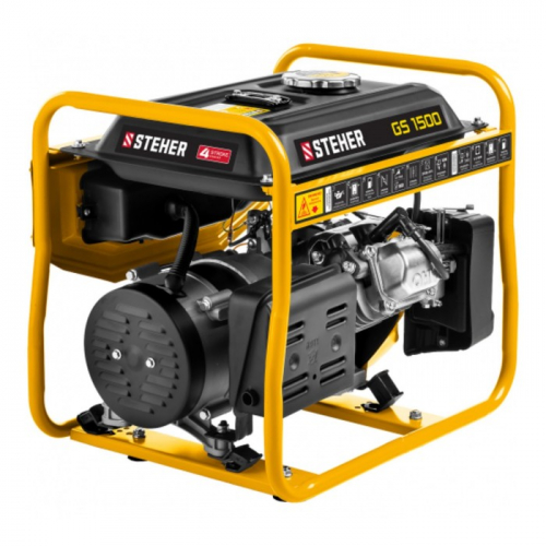 Генератор бензиновый STEHER GS-1500, 4Т, 220 В, 1200 Вт, 4 л.с., ручной стартер, 4.4 л