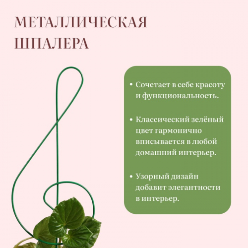 Шпалера, 47 × 11 × 0.3 см, металл, зелёная, «Скрипичный ключ»