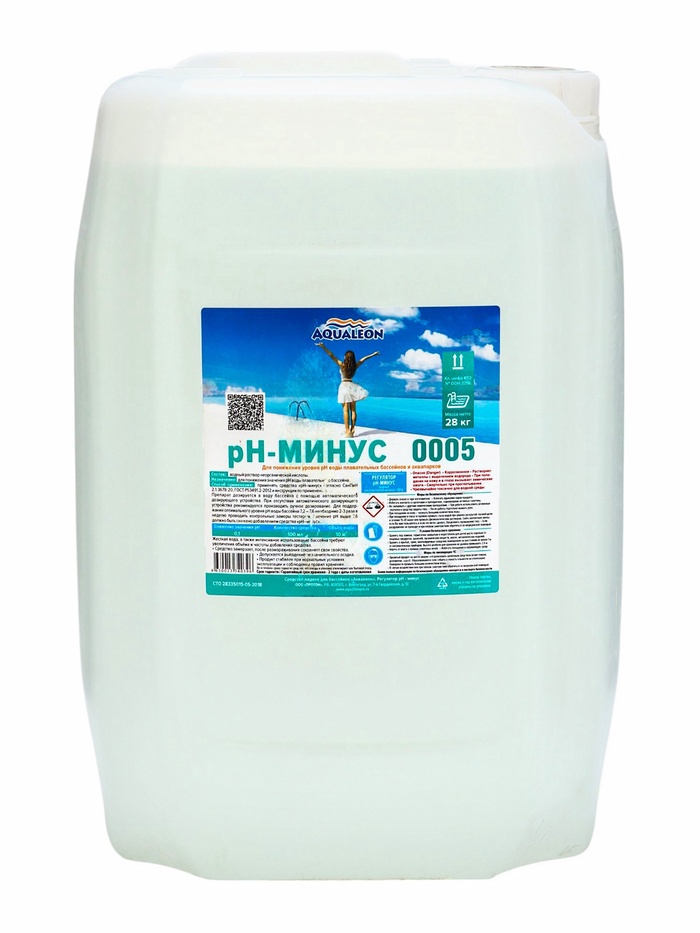 Регулятор pH-минус Aqualeon жидкое средство, 20 л (28 кг)