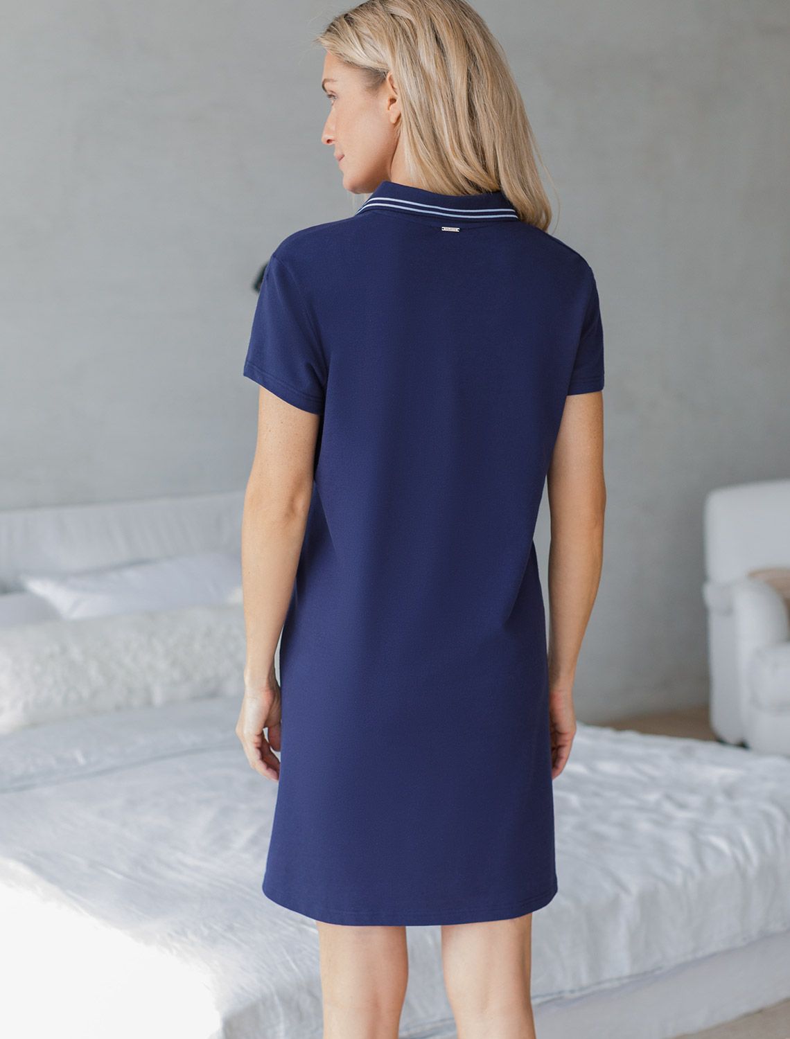 Платье-поло трикотажное D42.091 т.синий
