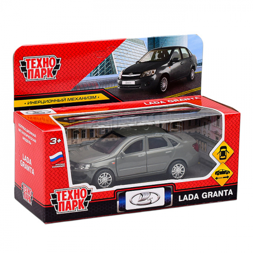 Машина металл LADA Granta 11,5 см, (двери, инерц, серый, ) в коробке
