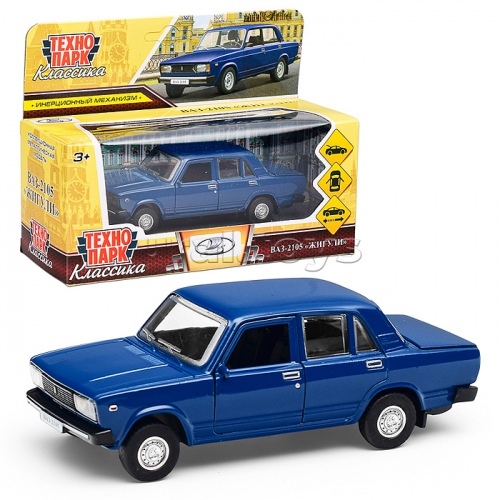 Машина металл LADA ВАЗ-2105 1997 12cm, (двери, багаж, темно-синий)инерц., в коробке