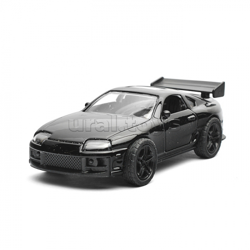 Чёрная инерционная машинка Олдскул со спойлером, die-cast, 1:32, открывающиеся двери