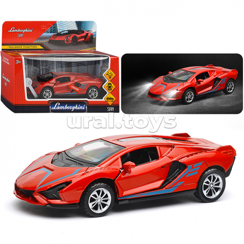 Модель металл lamborghini Sian 14.9см., 1:32 ( свет-звук, двери, багаж.) инерц., в коробке
