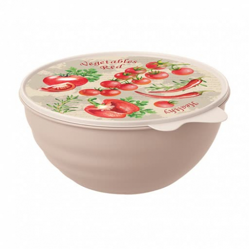 Миска с крышкой WAVE с декором 1,55л, бежевый