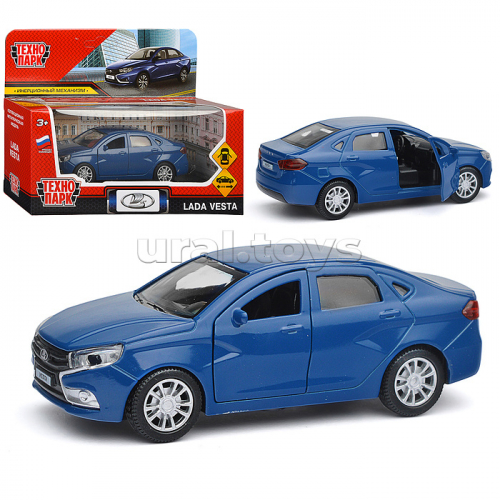 Машина металл LADA Vesta 11,5 см, (отк. двери, темно-синий,) в коробке