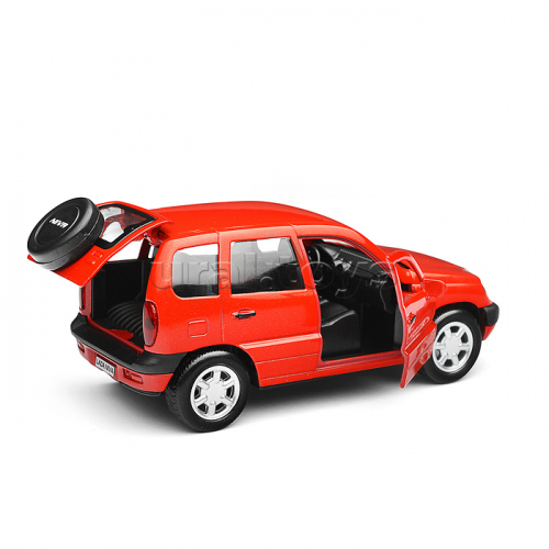 Машина металл Lada Niva 12 см, (двери, багаж, красный)инерц, в коробке