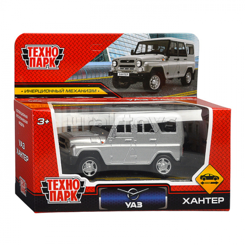 Машина металл UAZ Хантер длина 10,5 см, инерция, серебристый