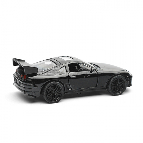 Чёрная инерционная машинка Олдскул со спойлером, die-cast, 1:32, открывающиеся двери