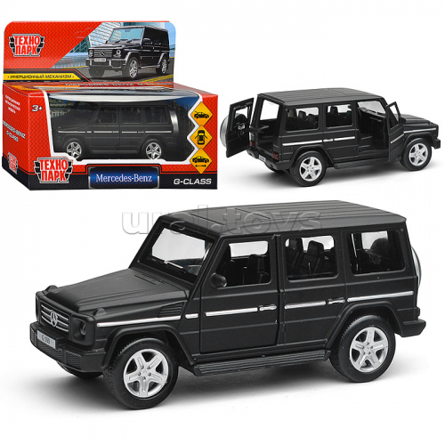 Машина металл Mercedes-Benz G-Class матовый 12 см, (двер, багаж, черный) инерц., в коробке