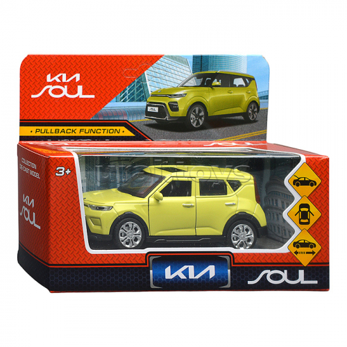 Машина металл KIA soul длина 12 см, двери, багаж., инерц, салатовый