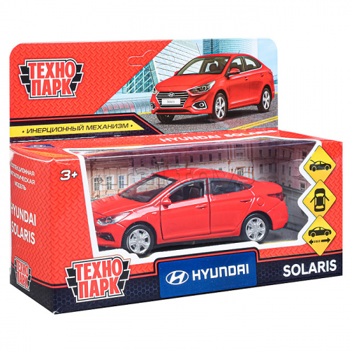Машина металл Hyundai solaris, 12см, (откр.двери, красный) инерц., в коробке