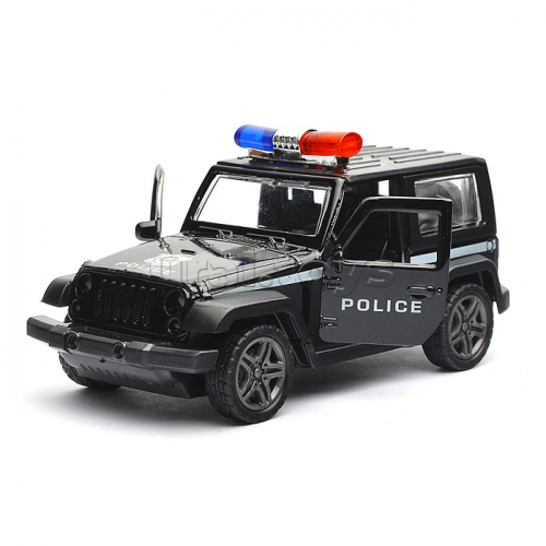 Чёрная инерционная служебная машинка Джип die-cast,1:32, открывающиеся двери