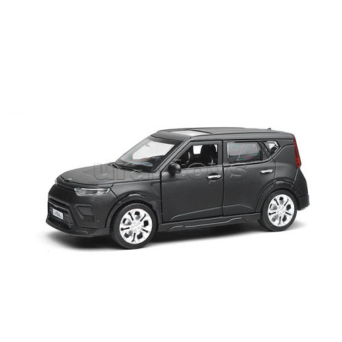 Машина металл KIA soul 12 см, (свет-звук, двер, черный матовый)инерц., в коробке