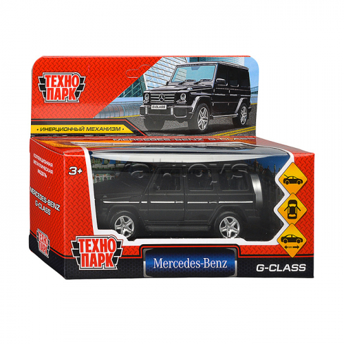 Машина металл Mercedes-Benz G-Class матовый 12 см, (двер, багаж, черный) инерц., в коробке