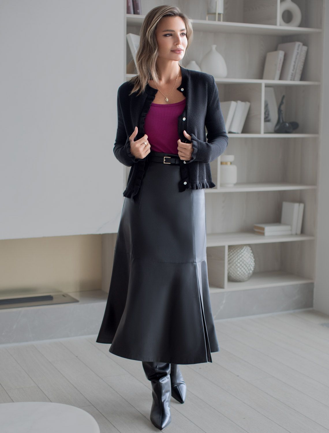 Топ из трикотажа в широкий рубчик D43.224 пурпурный