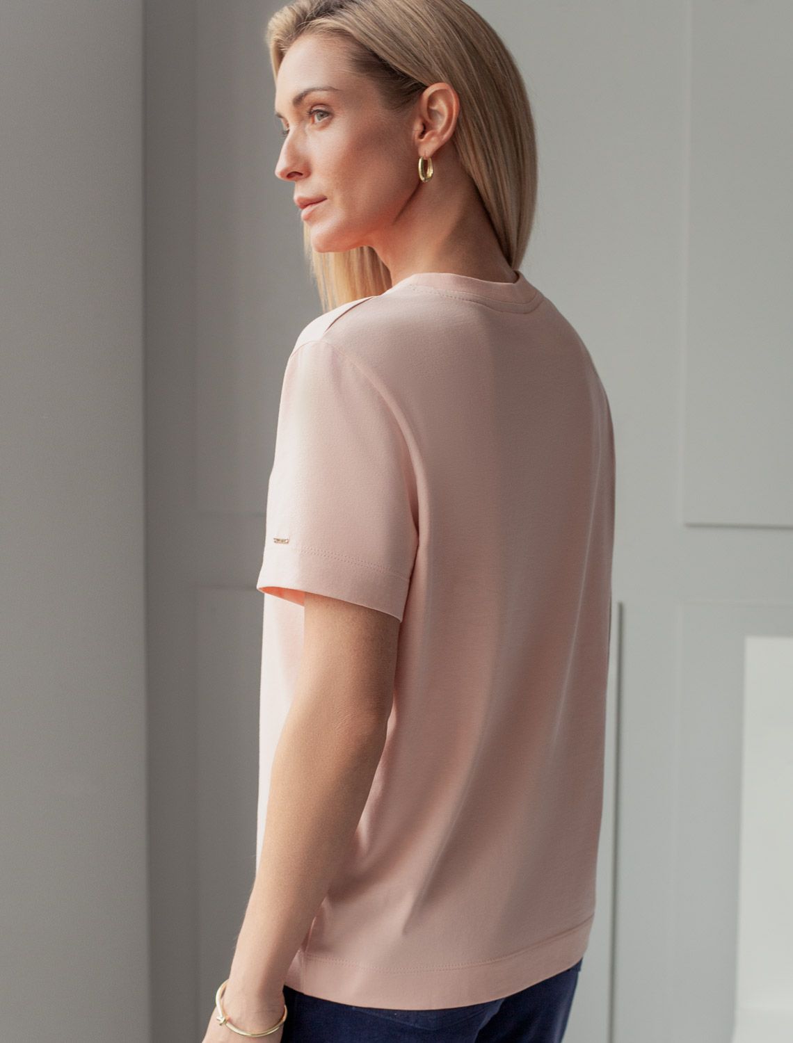 Футболка из премиального хлопка D49.110 пудра