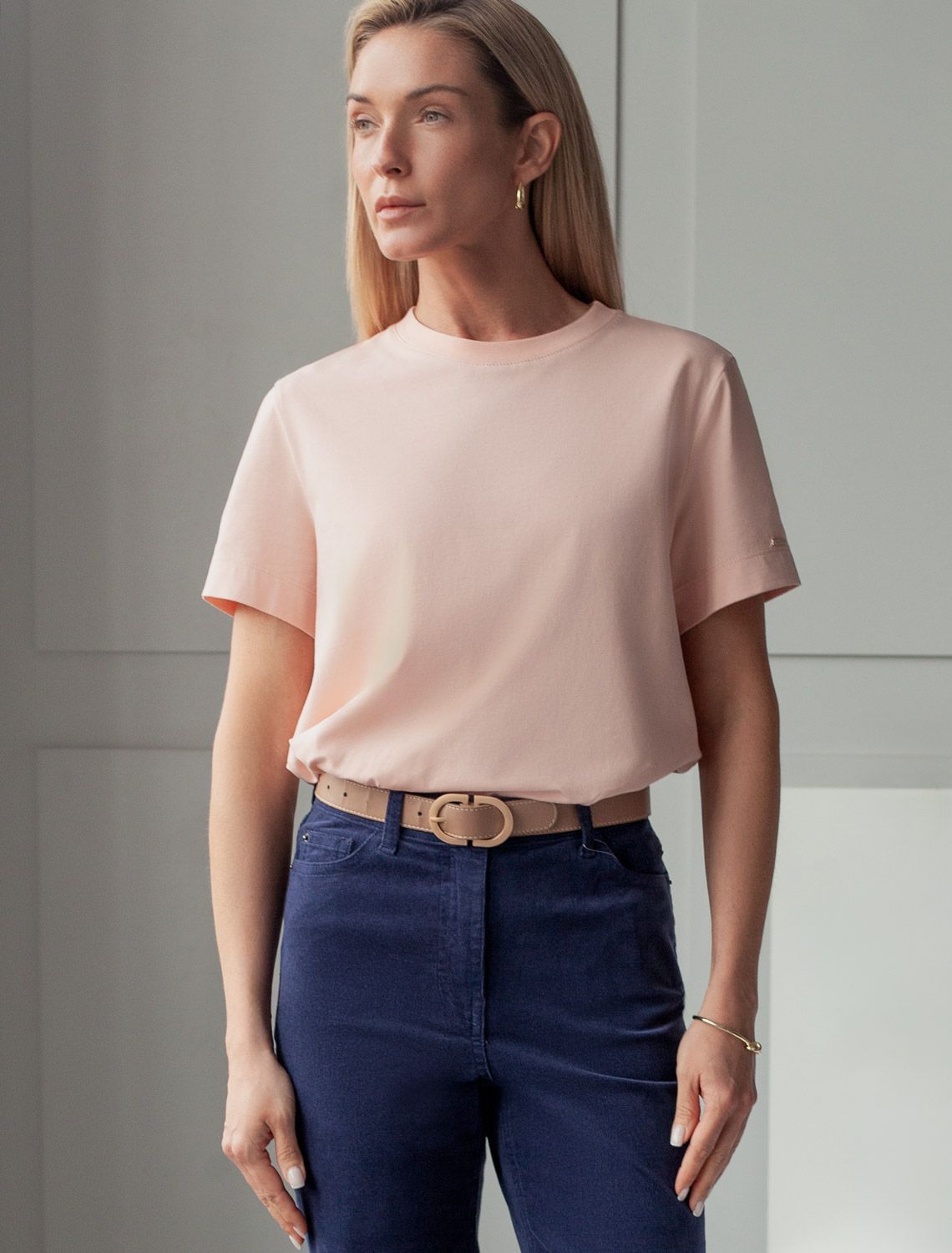 Футболка из премиального хлопка D49.110 пудра