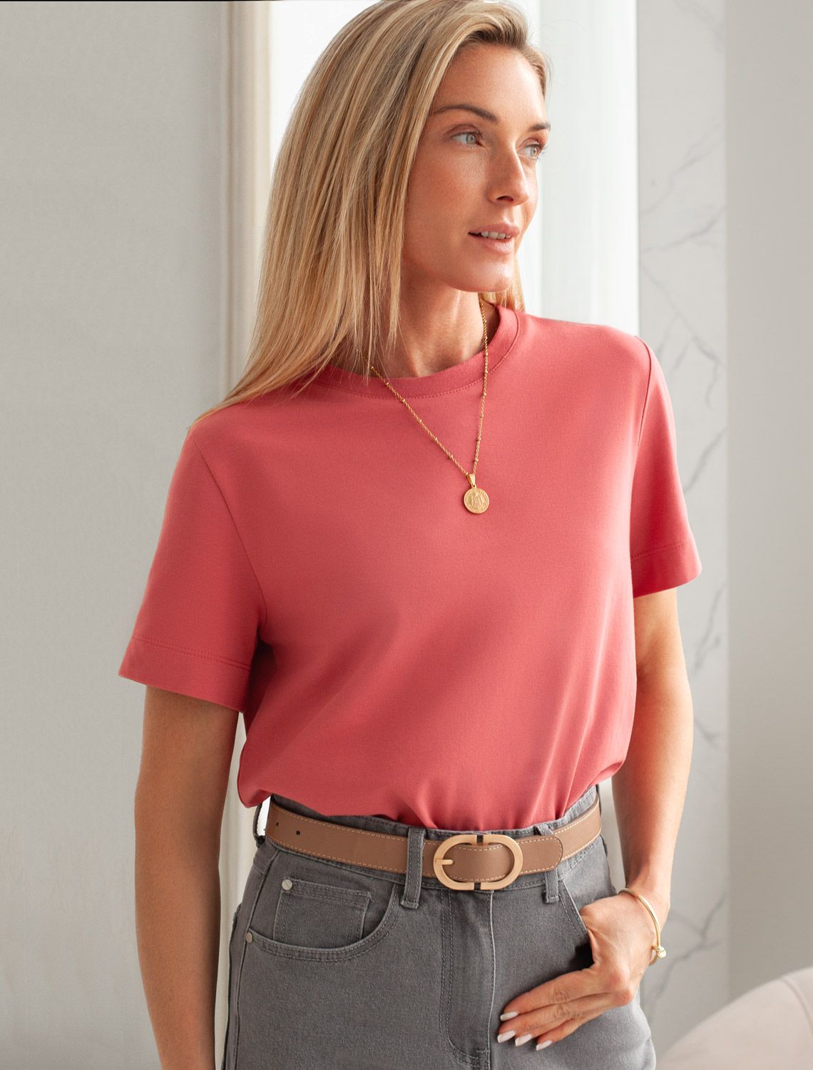 Футболка из премиального хлопка D49.110 терракота