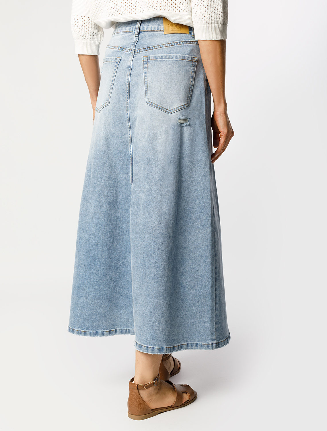 Юбка А-силуэта из эластичного денима D56.118 голубой