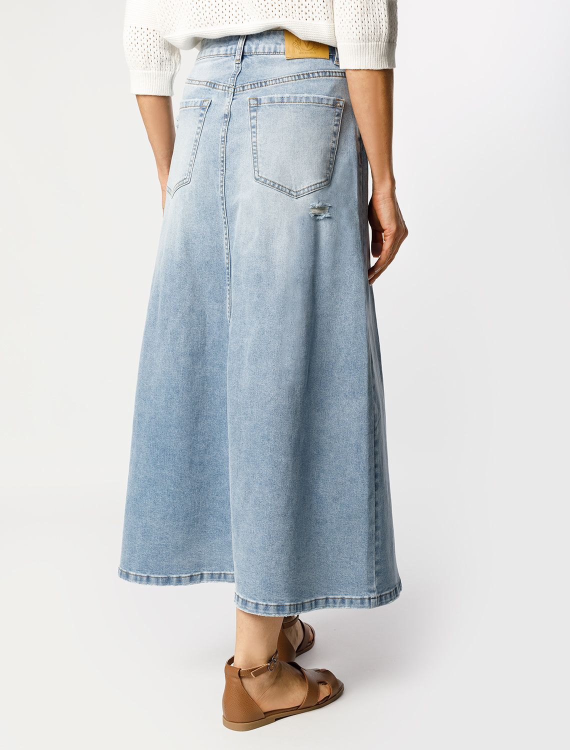 Юбка А-силуэта из эластичного денима D56.118 голубой