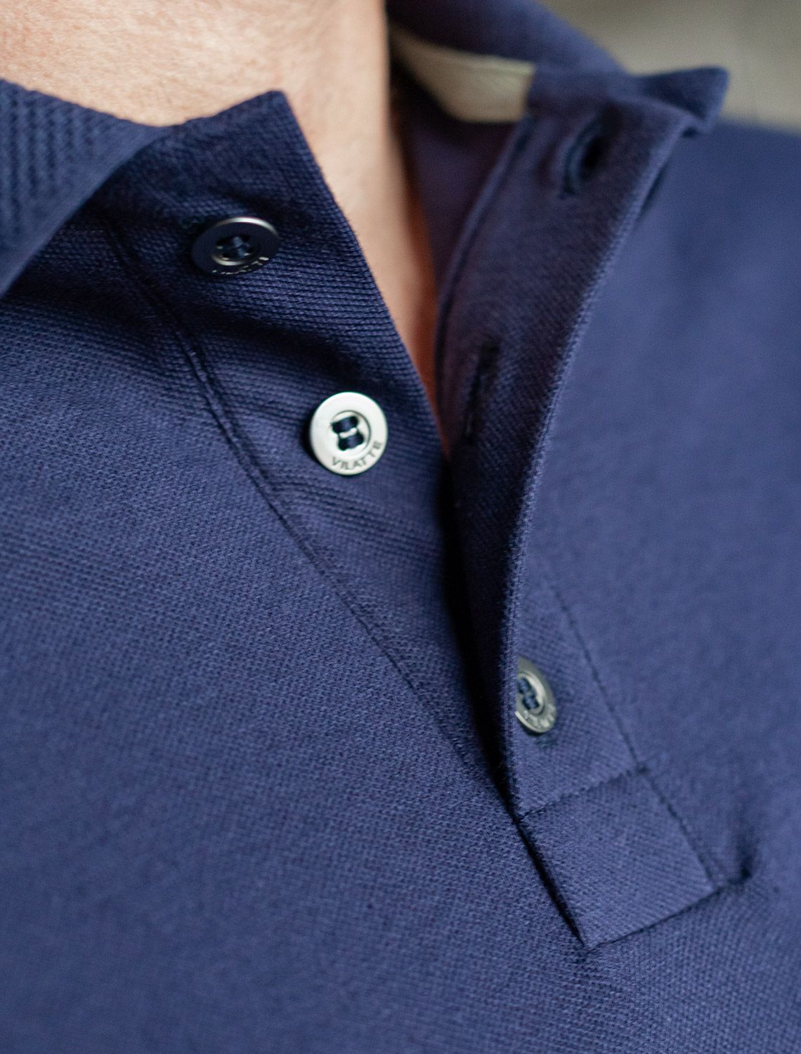 Футболка-поло из фактурного трикотажа U49.017 т.синий