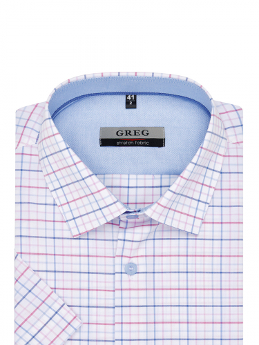 Сорочка мужская короткий рукав GREG 165/207/0432/ZN/1p STRETCH