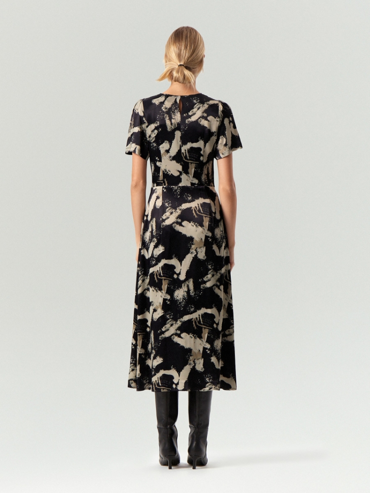 Платье миди из 100% вискозы с принтом ,
100% вискоза ,