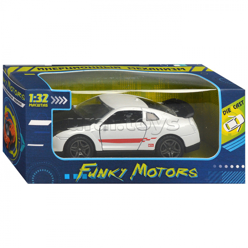 Белая инерционная машинка Спорткар с дизайном die-cast,1:32, открывающиеся двери