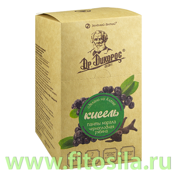 Кисель сухой растворимый «Черноплодная рябина с порошком пантов алтайского марала 7стиков по 20гр