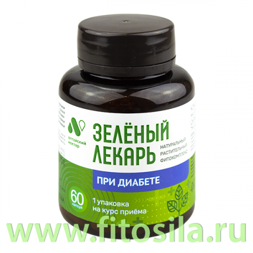 Фитокомплекс При диабете Зеленый лекарь ПЭТ банка, капс. 0,38 г №60  