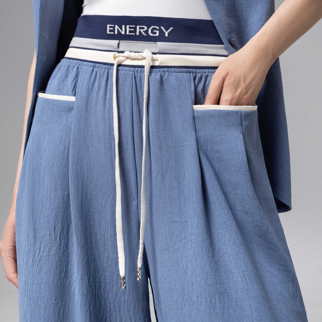 Брюки с высокой посадкой, Красота в движении (deep blue)