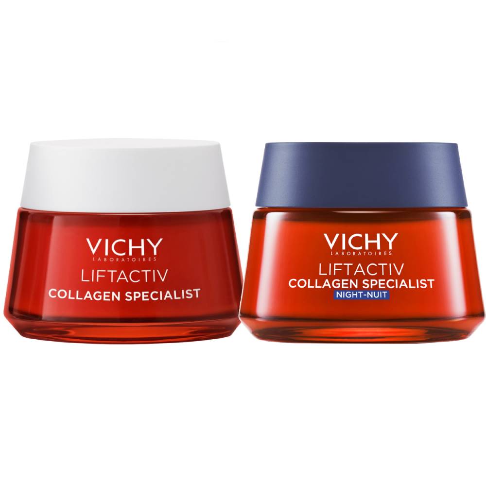 VICHY Набор Collagen Specialist для лица: дневной крем 50 мл + ночной крем 50 мл