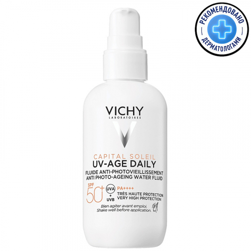 VICHY Невесомый солнцезащитный флюид для лица против признаков фотостарения UV-Age Daily SPF 50+, 80 мл