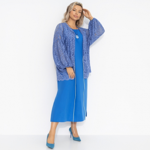 Двойка с кружевным кардиганом, Цвет нежности (blue, 2 в 1)