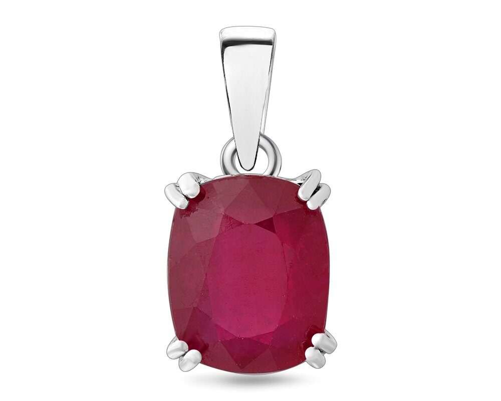 Подвеска, 1 рубин корунд кушон 8х10 мм 4.18ct, Пронто