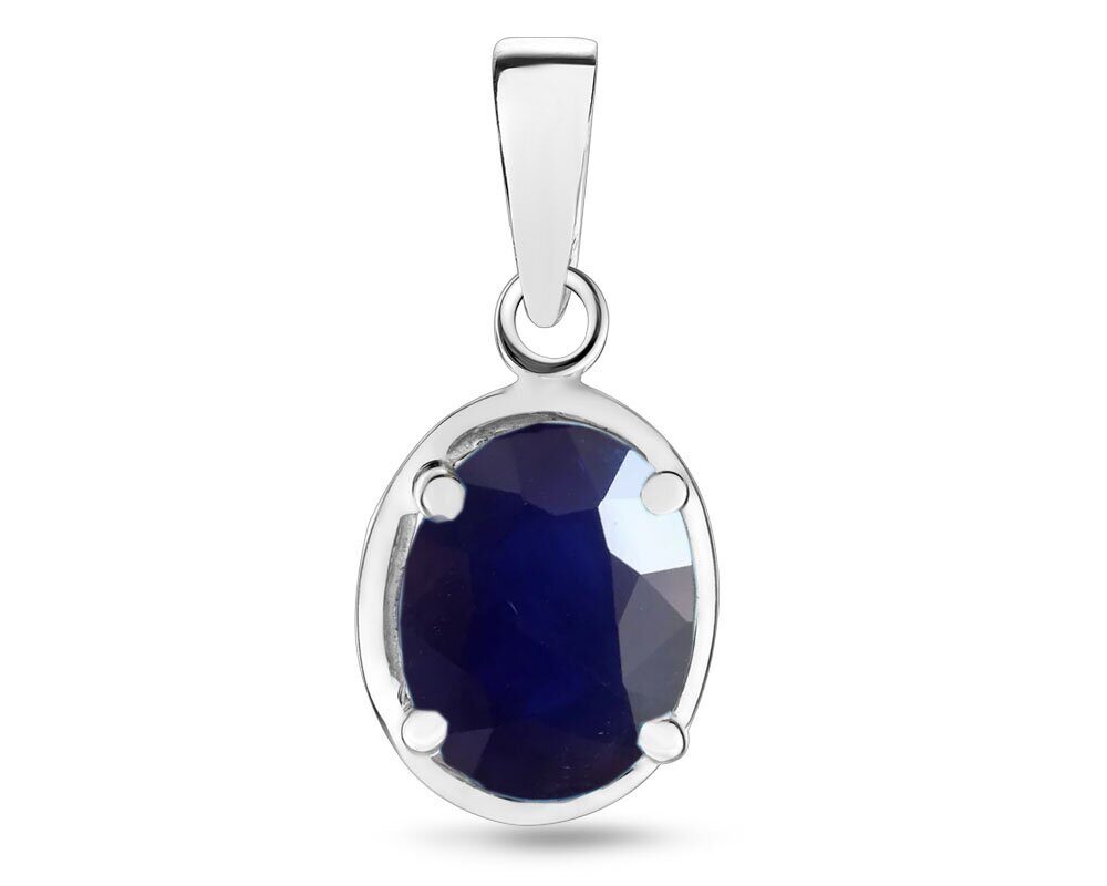 Подвеска, 1 сапфир корунд овал 8х10 мм 3.17ct, Шэди