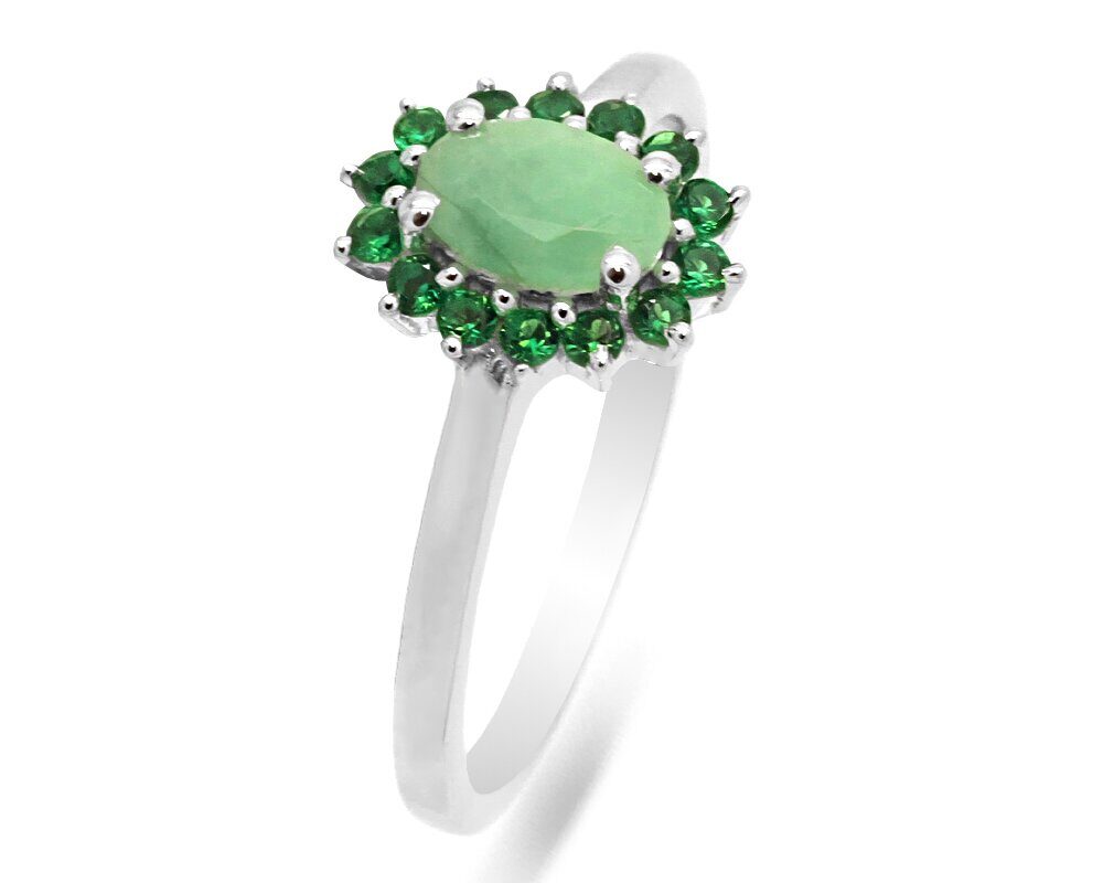 Кольцо из серебра изумруд берилл, наноизумруд, Фиона